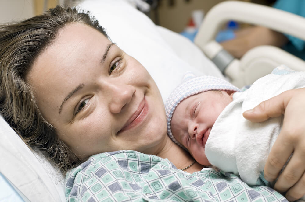 Mom holding baby